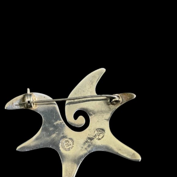 Vintage Mexican Modernist Sterling 925 Sun Star Broach Pin Signed - Picture 7 of 11